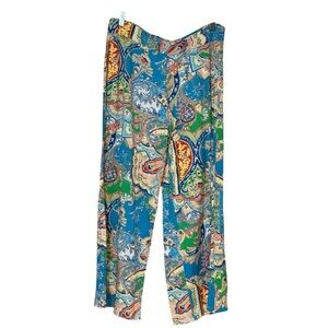 Lauren Ralph Lauren Women's Pant Ankle Wide-Leg Beachy Paisley Print Large